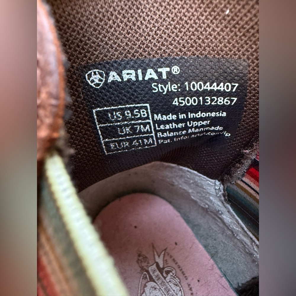 ARIAT WOMEN'S Leather Twin Gore WESTERN Brown BOOTS size 9,5B Aztec Spring Boho - Picture 4 of 17